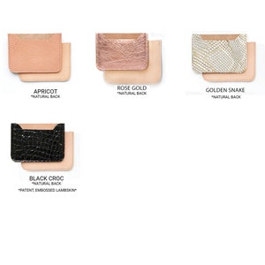 LEATHER Card Case. Credit Card Case. Metallic Leather Wallet. Card Holder. Leather Wallet. Rose Gold Wallet Apricot