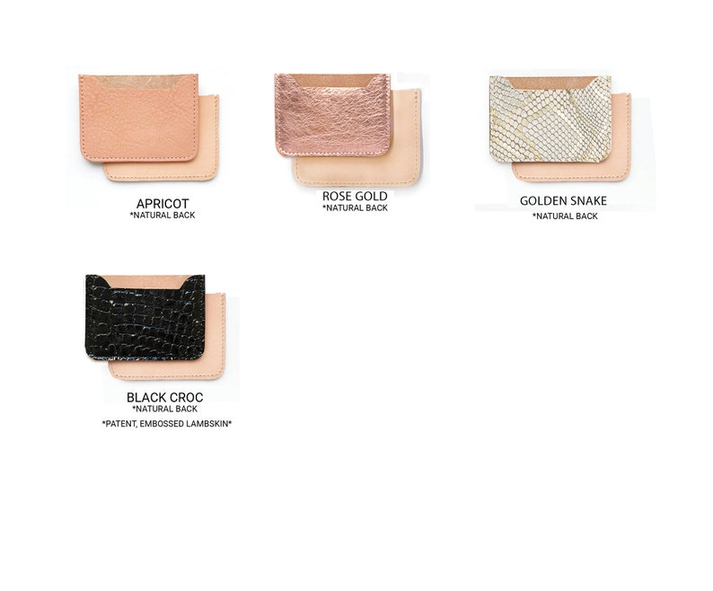 LEATHER Card Case. Credit Card Case. Metallic Leather Wallet. Card Holder. Leather Wallet. Rose Gold Wallet Apricot