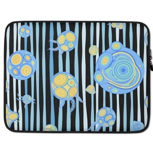 Funda para portátil Midnight Plankton, estuche para ordenador de biología marina, accesorio tecnológico para ciencias oceánicas.