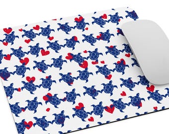 Tapis de souris Turtle Dance Love, accessoire de bureau tortue marine, décoration de bureau bord de mer, cadeau pour espace de travail océanique