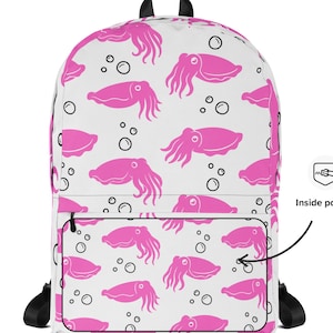 Pink Cuttlefish Squid Backpack Coastal Ocean Travel School Bag