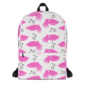Pink Cuttlefish Squid Backpack Coastal Ocean Travel School Bag