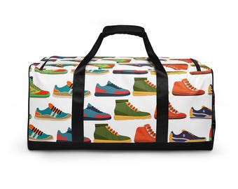 Colorful Footwear Duffle Bag, Fun Shoe Pattern Weekender, Travel Gym Bag, Carry On Luggage
