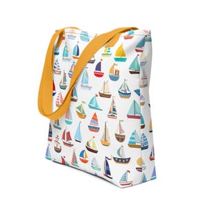 Borsa tote a tema barca a vela per il giorno dell'inaugurazione, borsa da mercato colorata a tema nautico, regalo nautico