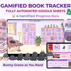 Diario de lectura digital Hojas de cálculo de Google / Rastreador de libros y biblioteca / Contador de libros / Registro de lectura