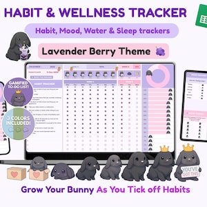Gamified Habit Tracker Google Sheets • ADHD Digital Life Planner • Sleep, Water, Mood Tracker