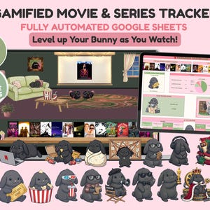 Gamified Movie Log Google Sheets, Kawaii TV Series Tracker, Watchlist Tool