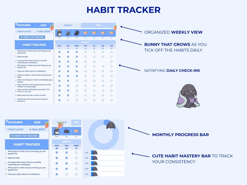 Gamified Habit Tracker Google Sheets • ADHD Digital Life Planner ...