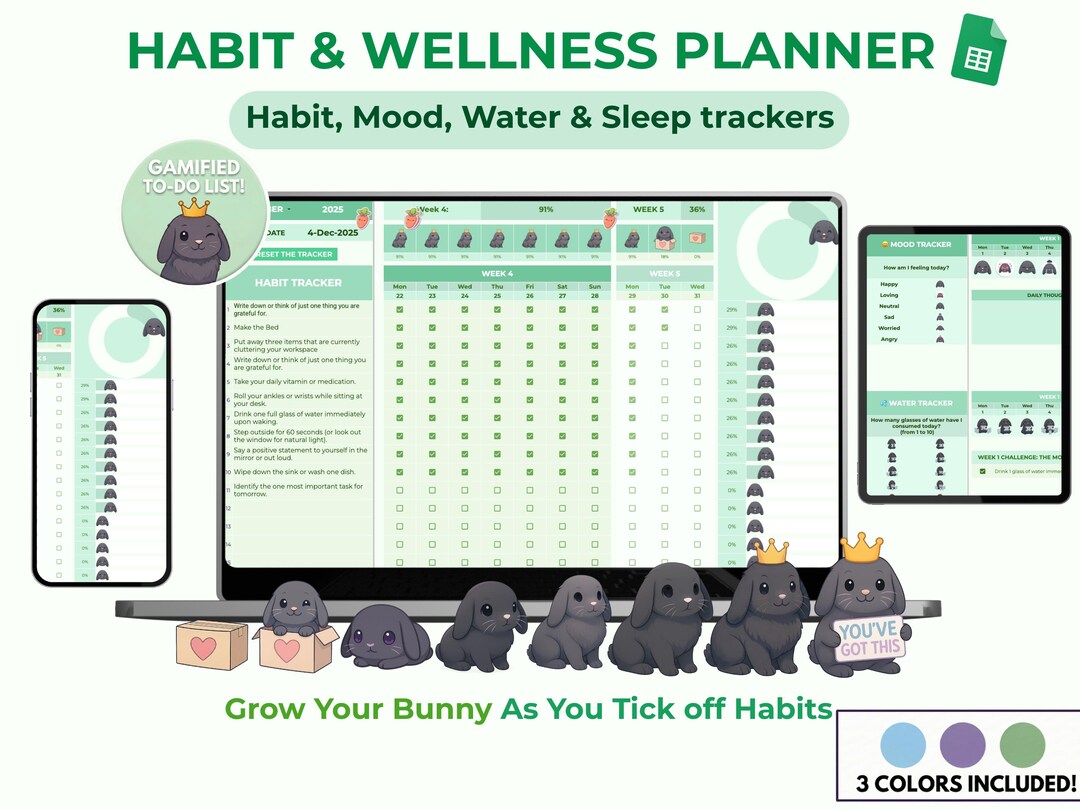 Gamified Habit Tracker Google Sheets • ADHD Digital Life Planner ...