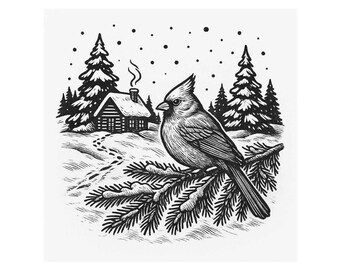 Christmas Winter Cardinal Scene