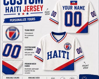 Custom Haiti  Soccer Crop Top Jersey, Personalized Haiti Jersey Crop Tee