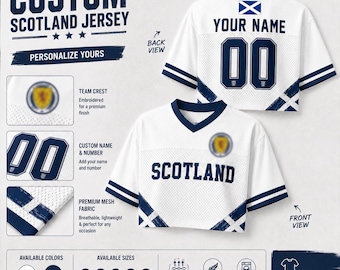 Custom Scotland Soccer Crop Top Jersey, Personalized Scotland Jersey Crop Tee