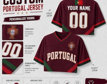 Koszulka piłkarska Portugal z krótkim topem, spersonalizowana koszulka Portugal z krótkim topem