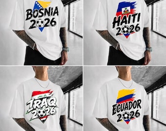 Koszulka kibica piłki nożnej 2026 z personalizowaną flagą kraju, Bośni, Szkocji, Hiszpanii i USA, inspirowana Mistrzostwami Świata