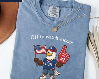 Koszulka z orłem dla kibica piłki nożnej USA, patriotyczna amerykańska flaga i koszulka z pianki nr 1, koszulka piłkarska „Off to Watch”, prezent dla kibica
