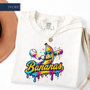 Camiseta de béisbol con plátano, camiseta divertida de plátano, mascota escolar