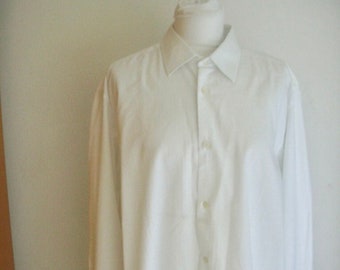 Vintage Lanvin White Cotton Button Down Shirt Size Size 42 16.5