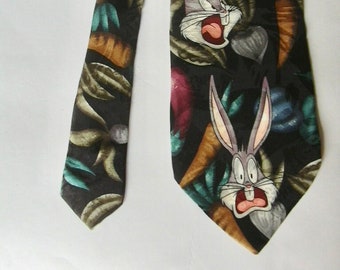 Vintage Tie Rack Bugs Bunny Looney Tunes Silk Neck Tie