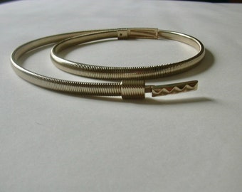 Vintage Gold Metal Thin Stretch Belt Large