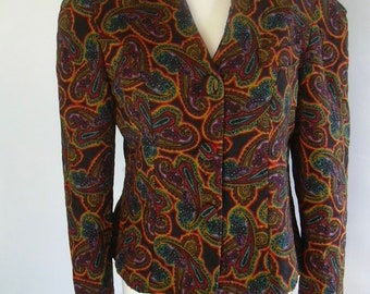 vintage Rene Wells Blazer multicolore à motif cachemire Taille 42