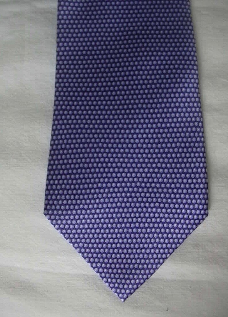 Vintage Andre Claude Canova French Designer Bright Blue Pearls Perle Silk Neck Tie Deadstock Unworn