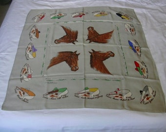 Rare Vintage Guido Ravasi Italy Horse Racing Jockeys Silk Scarf