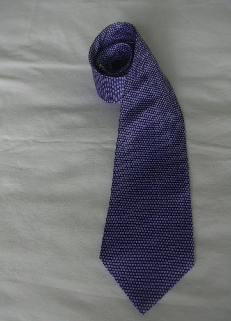 Vintage Andre Claude Canova French Designer Bright Blue Pearls Perle Silk Neck Tie Deadstock Unworn