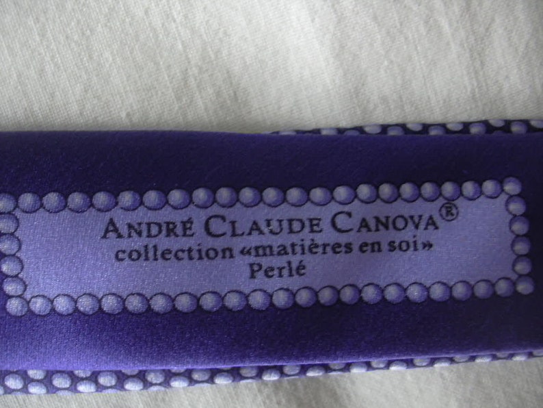 Vintage Andre Claude Canova French Designer Bright Blue Pearls Perle Silk Neck Tie Deadstock Unworn
