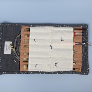 Interchangeable Knitting Needle Case, Zipper Pouch, Crochet Hook Storage, Meadow Magic Fabric