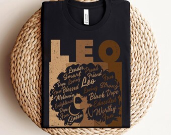 Camiseta de cumpleaños de Leo, camisetas de reina de cumpleaños afroamericanas para mujeres, camiseta retro Leo Afro Melanin, regalo de agosto para mujeres negras