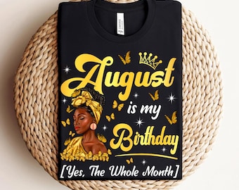 Camisetas de cumpleaños de agosto para mujer, regalo para mujer afroamericana Leo, camiseta de reina de cumpleaños afroamericana, camiseta de cumpleaños de agosto como mi cumpleaños religioso.