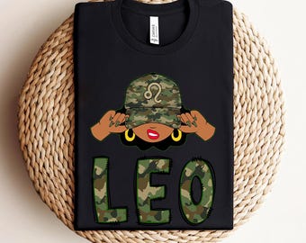 Camiseta de cumpleaños de Leo, Camisetas de reina de cumpleaños afroamericanas para mujeres, Gorra de camuflaje, Camiseta Zodiac Melanin, Regalo de agosto para mujer negra
