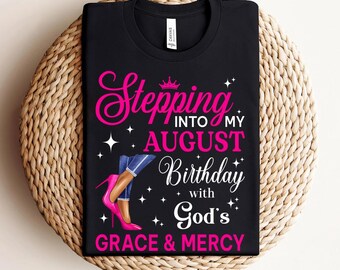 Camisetas de cumpleaños de agosto para mujer, regalo para mujer afroamericana Leo, camiseta de reina de cumpleaños afroamericana, camiseta "Pasando a los tacones altos de agosto"
