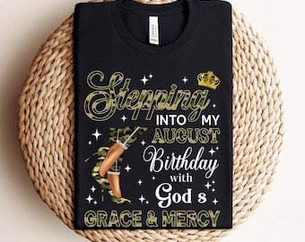 Camisetas de cumpleaños de agosto para mujer, regalo para mujer afroamericana Leo, camiseta de reina de cumpleaños afroamericana, camiseta "Pasando a los tacones altos de agosto"