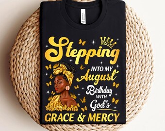 Camisetas de cumpleaños de agosto para mujeres, regalo para mujer afroamericana Leo, camiseta de reina de cumpleaños afroamericana, camiseta religiosa de cumpleaños para comenzar agosto