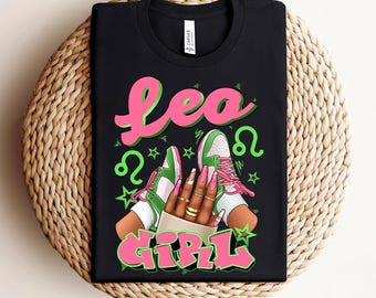 Camiseta de cumpleaños de Leo, camisetas de reina de cumpleaños afroamericanas para mujeres, camiseta a juego con zapatillas rosas del zodíaco, regalo de agosto para mujer negra