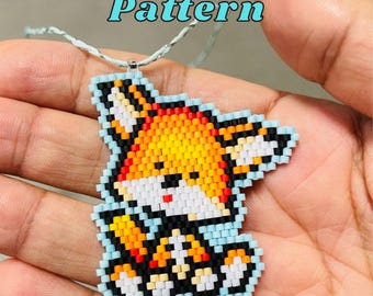 Fox Brick Stitch PDF Pattern, Miyuki Delica 11/0 Beading Charm (Digital Download)