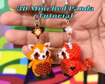 3D Beaded Red Panda Tutorial | Seed Bead Peyote Stitch Pattern | Keychain Charm DIY PDF