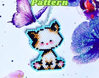 KITTY Brick Stitch PDF Pattern, Miyuki Delica 11/0 Beading Charm (Digital Download)