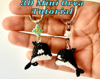 3D Beaded Orca Tutorial | Seed Bead Peyote Stitch Pattern | Keychain Charm DIY PDF | Killer Whale