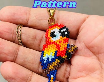 Beaded Parrot Pattern PDF. Delica Bead Tutorial | Seed Bead Brick Stitch DIY