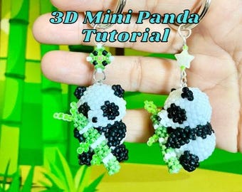 3D Beaded Panda Tutorial | Seed Bead Peyote Stitch Pattern | Keychain Charm DIY PDF