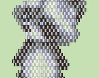 Raccoon Brick Stitch PDF Pattern, Miyuki Delica 11/0 Beading Charm (Digital Download)