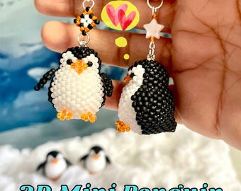 3D Beaded Penguin Tutorial | Seed Bead Peyote Stitch Pattern | Keychain Charm DIY PDF