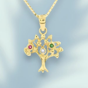 Tree Of Life Pendant, 14k Yellow Gold Necklace, Tree Charm, Solid Gold Jewelry, Family Tree Pendant, Gift For Her, Tree Of Life Jewelry