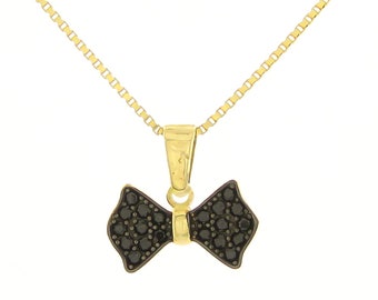 14k Yellow Gold Bow Pendant Necklace