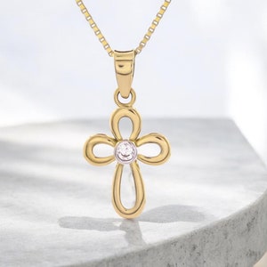 14k Solid  Yellow Gold Cross Pendant for Necklace Collection For Women men