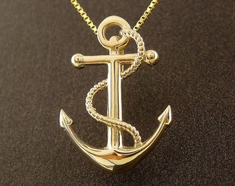14K Gold Pendant Nautical Anchor Necklace Anchor Gift Pendant Gold Gift Elegant Nautical Pendant Gold Anchor Pendant Gold Anchor Necklace