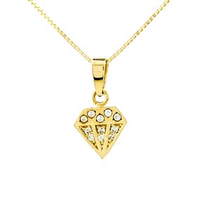 14k Gelbgold Glücksdiamant für Halskette Kollektion Für Damen Herren