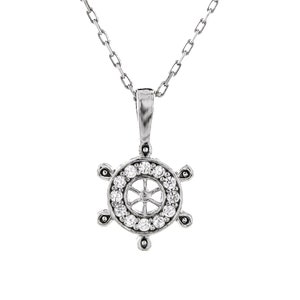 Boat Steering Wheel Necklace Elegant Classic Ship Wheel Pendant Sterling Silver Zircon Women Helm Jewelry Sailor Safe Travel Ocean Sea life